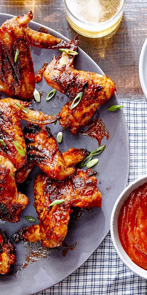 BBQ chicken wings à la pêche